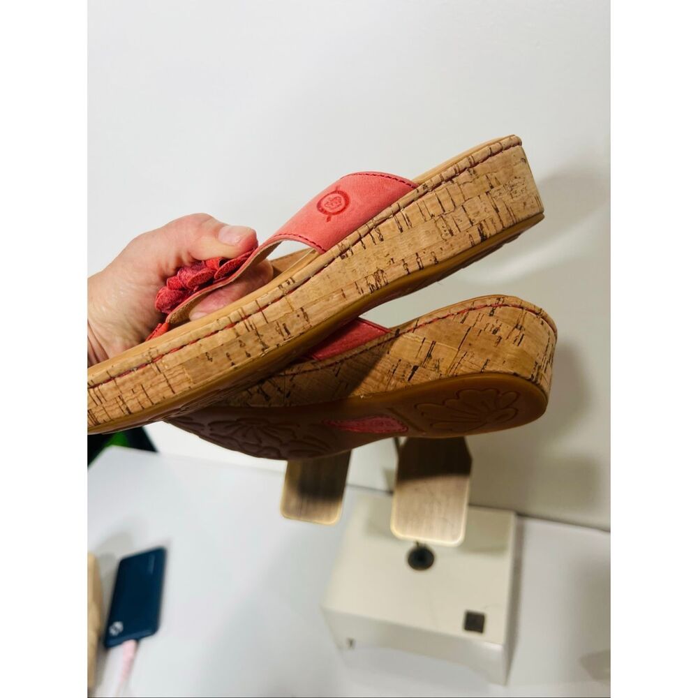 Born Kornelia Coral Leather Flower Sandals Sz 6 - Picture 3 of 8
